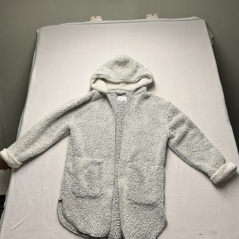 Peaches & Dreams Plush Soft Faux Fur/Sherpa Hooded Sz M WOMENS Over Coat, 3697